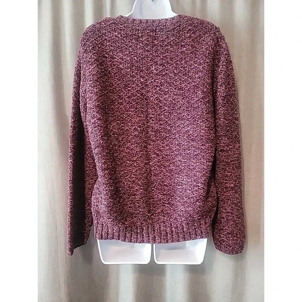 Cabelas Purple Marled Cable‎ Knit Sweater Women Medium 100% Cotton Pullover